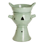 Ceramic fondue pot, 'Explosion of Flavor' - Handcrafted Large Green Ceramic Fondue Pot from Honduras