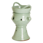 Ceramic fondue pot, 'Explosion of Flavor' - Handcrafted Large Green Ceramic Fondue Pot from Honduras