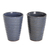 Ceramic cups, 'Bluish Depth' (pair) - Pair of Shabby Chic Ceramic Cups in Blue and Brown