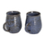 Ceramic mugs, 'Enchanting Aroma' (pair) - Pair of Handcrafted Striped Blue Ceramic Mugs from Honduras