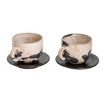 Ceramic coffee cups, 'Cappuccino' (pair) - Two Modern Hand-Painted Ceramic Coffee Cups from Honduras