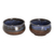 Ceramic dessert bowls, 'Culinary Delights' (pair) - Two Brown and Blue Ceramic Dessert Bowls with Antique Finish