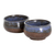Ceramic dessert bowls, 'Culinary Delights' (pair) - Two Brown and Blue Ceramic Dessert Bowls with Antique Finish