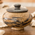 Ceramic sugar bowl, 'Cappuccino' - Modern Hand-Painted Ceramic Sugar Bowl in Brown and Black