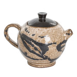 Ceramic creamer, 'Cocoa' - Modern Hand-Painted Ceramic Creamer in Brown and Black Hues