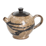 Ceramic creamer, 'Cocoa' - Modern Hand-Painted Ceramic Creamer in Brown and Black Hues