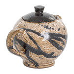 Ceramic creamer, 'Cocoa' - Modern Hand-Painted Ceramic Creamer in Brown and Black Hues