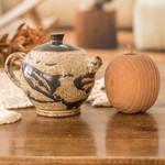 Ceramic creamer, 'Cocoa' - Modern Hand-Painted Ceramic Creamer in Brown and Black Hues