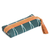 Leather-accented cotton pencil case, 'River Experience' - Leather-Accented Patterned Dark Teal Cotton Pencil Case