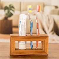 Wood toothbrush holder, 'Minimalist Plan' - Handmade Minimalist Modern Teak Wood Toothbrush Holder