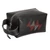 Leather cosmetic bag, 'Urban Elegance' - Handcrafted Leather Cosmetic Bag in Black Red and Grey