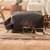 Leather cosmetic bag, 'Urban Elegance' - Handcrafted Leather Cosmetic Bag in Black Red and Grey