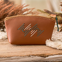 Leather coin purse, 'Free Spirit' - Handcrafted 100% Leather Coin Purse in Brown Teal and Grey