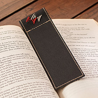 Leather bookmark, 'Urban Elegance' - Handcrafted 100% Leather Bookmark in Black Red and Grey