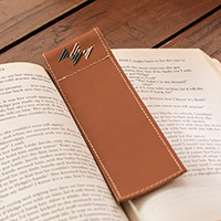 Leather bookmark, 'Free Spirit' - Handcrafted 100% Leather Bookmark in Brown Teal and Grey