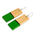 Wood dangle earrings, 'Vibrant Window' - Painted Green Rectangular Palo Blanco Wood Dangle Earrings