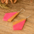 Wood dangle earrings, 'Modern Pink' - Painted Kite-Shaped Pink Palo Blanco Wood Dangle Earrings