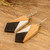Wood dangle earrings, 'Classic Hexagon' - Geometric Black and White Palo Blanco Wood Dangle Earrings