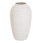 Ceramic vase, 'Natural Feel in Grey' - Modern Textured Hand-Painted Ivory and Grey Ceramic Vase