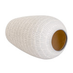 Ceramic vase, 'Natural Feel in Grey' - Modern Textured Hand-Painted Ivory and Grey Ceramic Vase