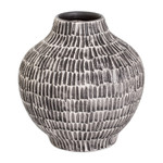 Ceramic vase, 'Exquisite Shape in Black' - Hand-Painted Textured Ceramic Vase in Ivory and Black