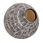 Ceramic vase, 'Exquisite Shape in Black' - Hand-Painted Textured Ceramic Vase in Ivory and Black