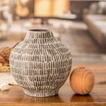 Ceramic vase, 'Exquisite Shape in Black' - Hand-Painted Textured Ceramic Vase in Ivory and Black