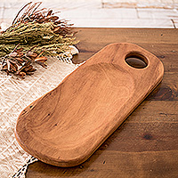 Wood serving board, 'Natural Allure' - Handmade Wood Charcuterie Serving Board with Natural Finish