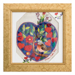 Cotton and wool blend wall art, 'Heartbeat' - Nature-Themed Cotton and Wool Blend Wall Art with Frame