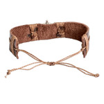 Men's leather pendant bracelet, 'High Seas Helmsman' - Men's Leather and Stainless Steel Helmsman Pendant Bracelet