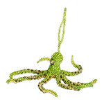 Crystal and glass beaded ornament, 'Green Aquatic Life' - Crystal and Glass Beaded Green-Hued Octopus-Themed Ornament