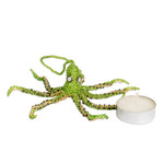 Crystal and glass beaded ornament, 'Green Aquatic Life' - Crystal and Glass Beaded Green-Hued Octopus-Themed Ornament