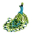 Glass beaded ornament, 'Green Real Beauty' - Glass Beaded Peacock-Themed Ornament in Green and Blue