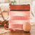 Cotton sling bag, 'Paradise in Salmon' - Faux Leather-Accented Cotton Sling Bag in Salmon Hues