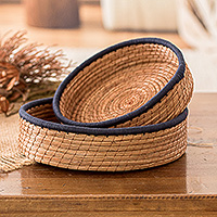 Pine needle baskets, Midnight Lands (set of 2)