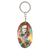 Wood keychain, 'Traditional Charm' - Wooden Keychain with Hand-Painted Guatemalan Woman Accent