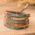 Glass beaded wrap bracelet, 'Cerro de la Cruz in Brown' - Handcrafted Glass Beaded Wrap Bracelet with Pewter Button