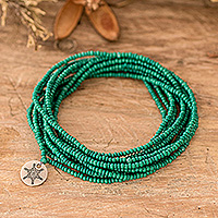 Beaded wrap bracelet, 'Infinite Delight' - Green Beaded Wrap Bracelet that Doubles as a Strand Necklace