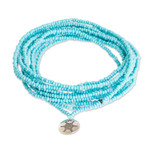 Beaded wrap bracelet, 'Infinite Radiance' - Blue Beaded Wrap Bracelet that Doubles as a Strand Necklace