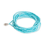 Beaded wrap bracelet, 'Infinite Radiance' - Blue Beaded Wrap Bracelet that Doubles as a Strand Necklace