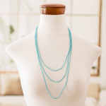 Beaded wrap bracelet, 'Infinite Radiance' - Blue Beaded Wrap Bracelet that Doubles as a Strand Necklace