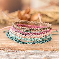 Macrame wristband bracelets, Sweet Shades (set of 5)