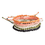 Macrame wristband bracelets, 'Sublime Shades' (set of 5) - 5 Macrame Bracelets in Black Beige Orange Green and Pink