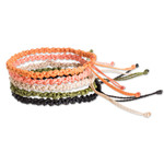Macrame wristband bracelets, 'Sublime Shades' (set of 5) - 5 Macrame Bracelets in Black Beige Orange Green and Pink