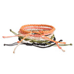 Macrame wristband bracelets, 'Sublime Shades' (set of 5) - 5 Macrame Bracelets in Black Beige Orange Green and Pink