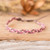 Macrame wristband bracelet, 'Pink Tenderness' - Adjustable Macrame Pink Purple Grey Wristband Bracelet