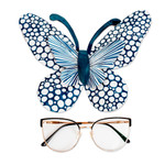 Steel wall art, 'Flutter in the Blue Moonlight' - Speckled Butterfly-Shaped Steel Wall Art in Turquoise Blue