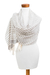 Cotton scarf, 'Weaving Elegance' - Handwoven Striped Fringed Cotton Scarf in Ivory and Grey