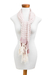 Cotton scarf, 'Weaving Glamour' - Handloomed Striped Fringed Cotton Scarf in Ivory and Pink