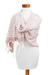 Cotton scarf, 'Weaving Glamour' - Handloomed Striped Fringed Cotton Scarf in Ivory and Pink